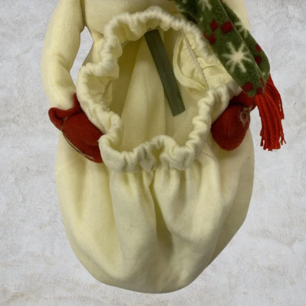 SNOWMAN BIN COVER -- Festive Felt Cover for Trashcan, Small, Pulls On, Christmas